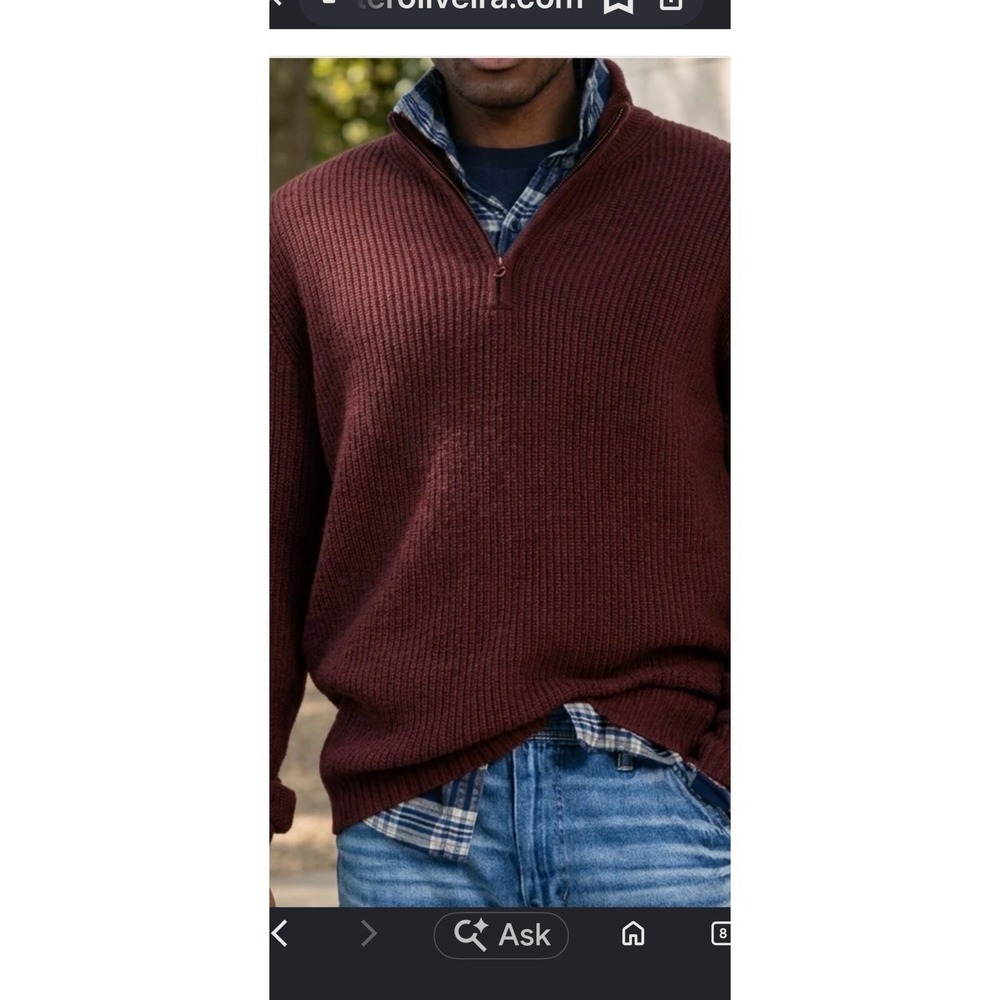 Marine Layer Medium 1/4 Zip Maroon Knit Sweater